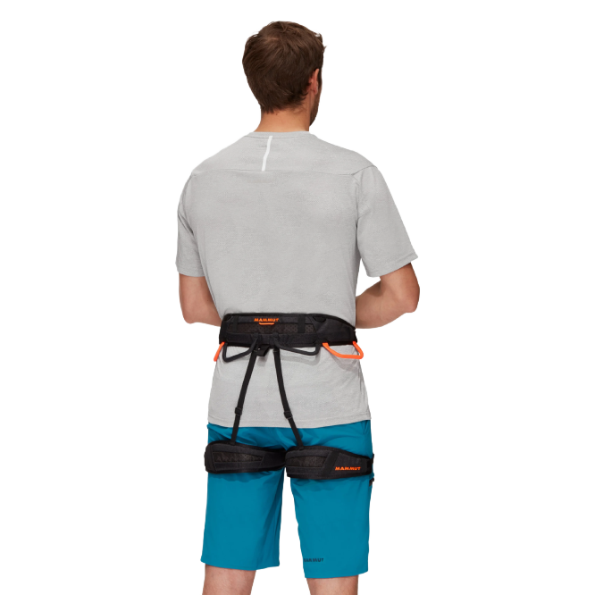 The Mammut Ophir 4 Slide Harness is a versatile, adjustable climbing harness ideal for sport, indoor, and alpine climbing. It features four Slide-Bloc buckles for quick adjustments, ensuring a customized fit. The harness has comfortable padding, pre-shaped gear loops for easy gear attachment, and a haul loop. A wear indicator on the belay ring alerts you if the fabric is damaged.