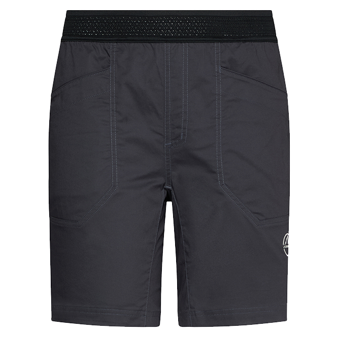 La Sportiva Roots Shorts are men's climbing shorts designed for comfort and performance. Made from a breathable organic cotton blend, they feature a stretchy waistband for flexibility and harness-compatible pockets for essentials. Available in sizes XXS to XL, with an 8" inseam.