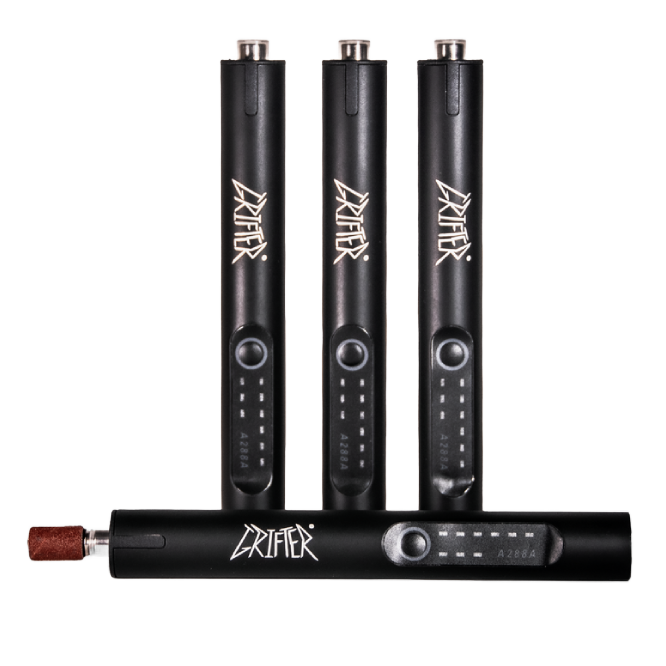 Grifter Electric Skin File - rechargeable device designed to smooth calluses, remove rough spots, and prevent splits, featuring a tri-speed motor and replaceable sanding heads for customizable skin maintenance.