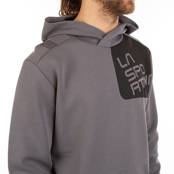 Men's Grey Zip Hoodie with Dark Gray Stride Logo on the Arm!